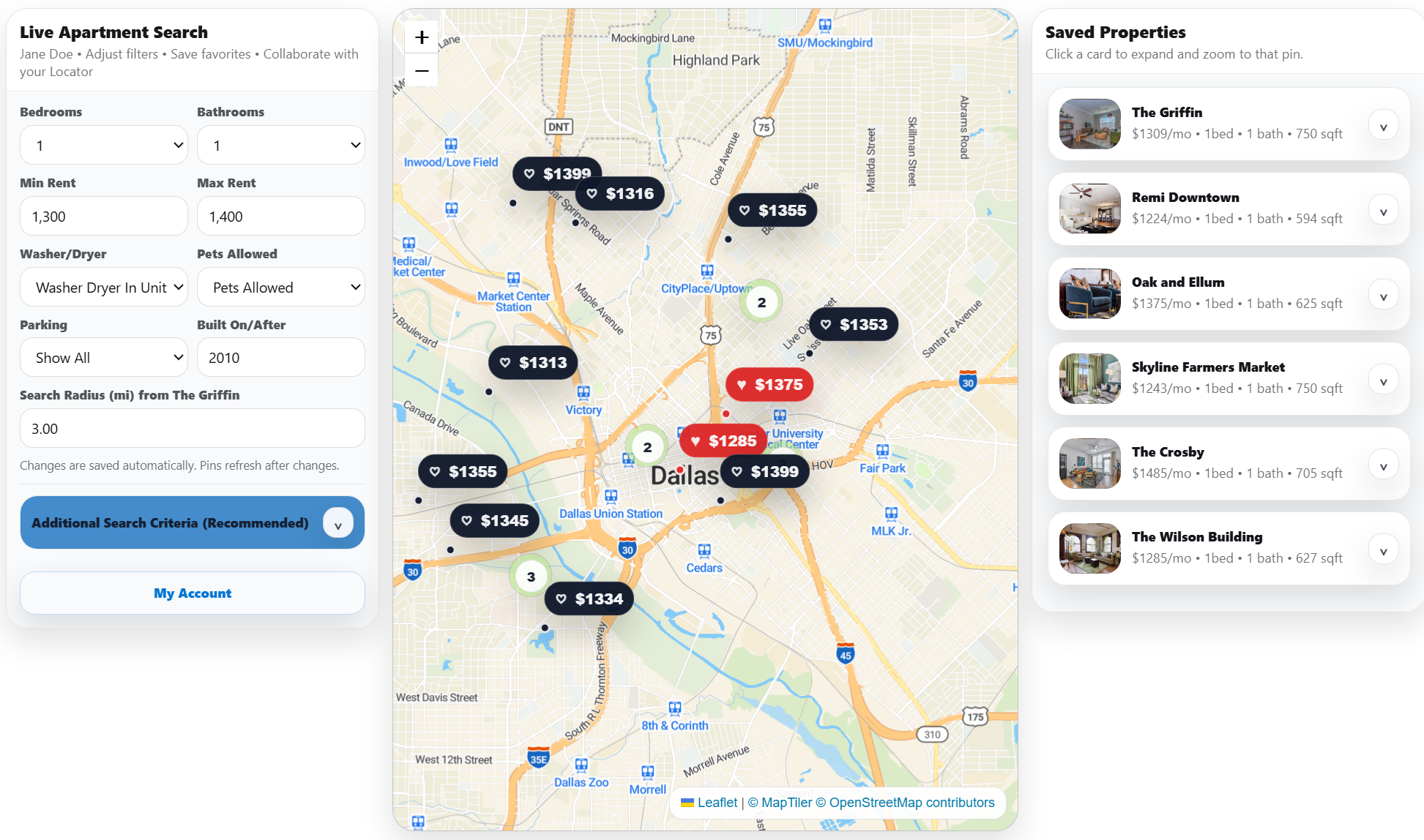 Locator IDX Live Search screenshot