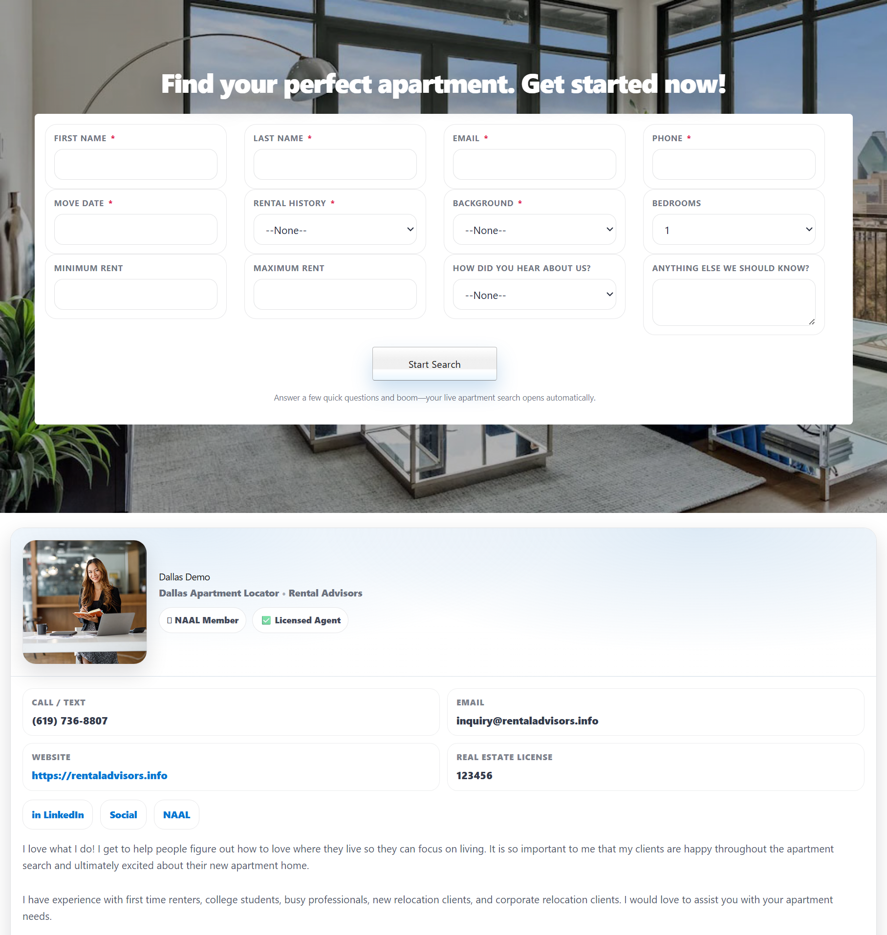Locator IDX Landing Page screenshot